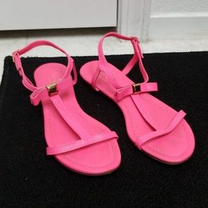 KATE SPADE leather sandals hot pink flats open toe